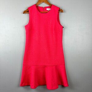 Calvin Klein Dress SZ 8 NWT Pink Floral Ruffle Flounce Hem Sleeveless MSRP $134